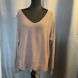 Oversized V-Neck Light Brown Lucky Brand Pullover Sweater Sz Sm